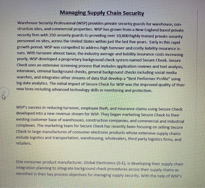 Managing Supply Chain Security Warehouse Security