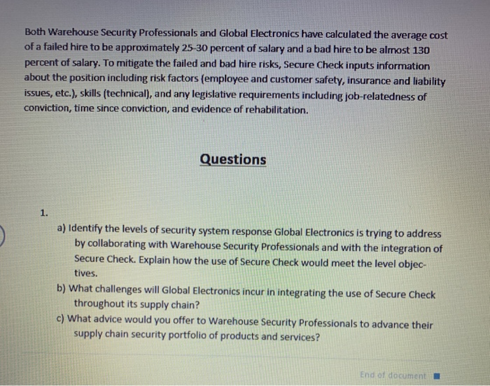 Managing Supply Chain Security Warehouse Security