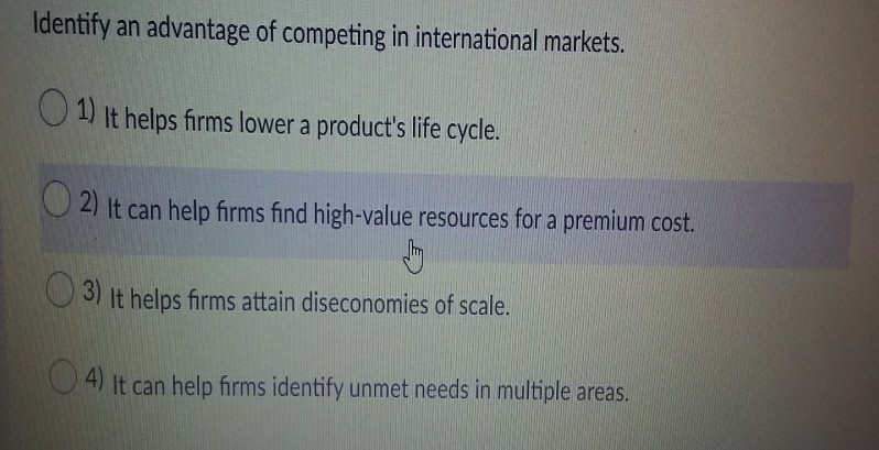 Identify an advantage of competing in