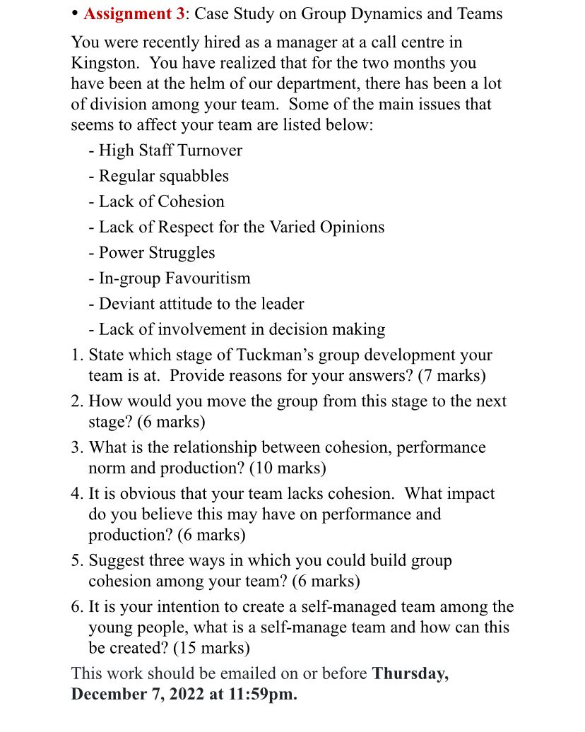 - Assignment 3: Case Study on Group Dynamics and