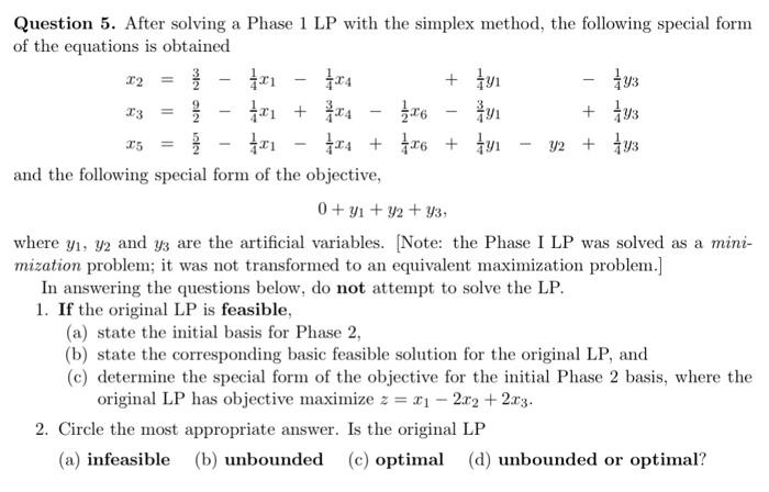 lch is 23 - Question 5. After solving a Phase 1