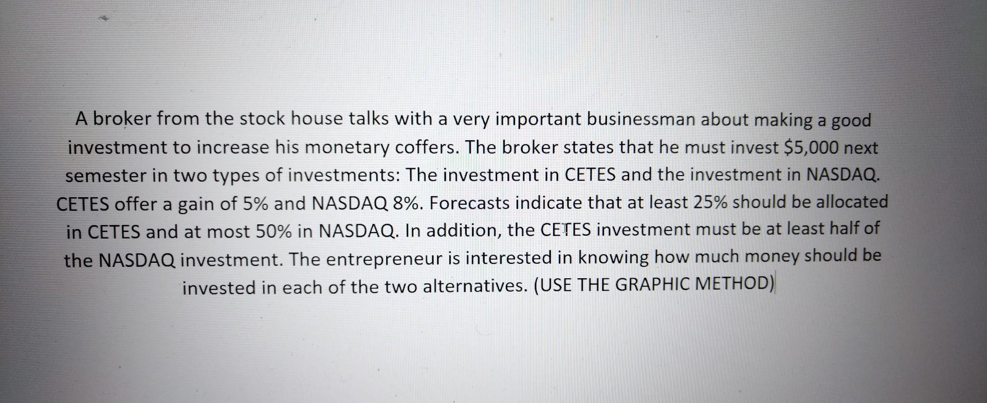 Model formulation graphic method A broker from