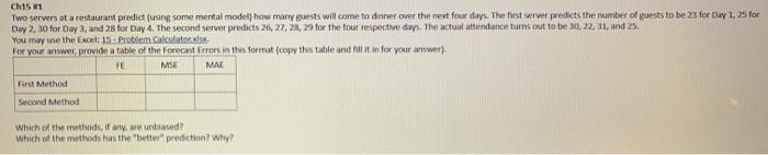 ChIS1 Two servers at a restaurant predict (using