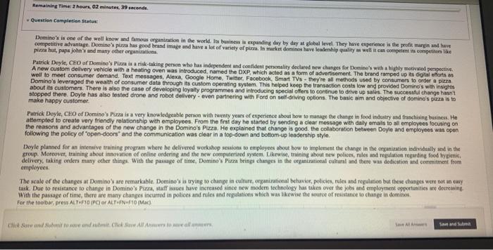 case study Remaining Time: 2 hours. 02 minutes,