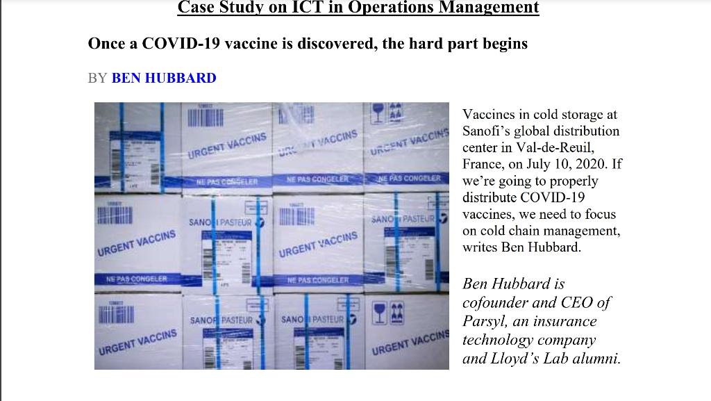 Case Study on ICT in Operations Management Once a