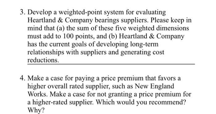 3. Develop a weighted-point system for evaluating