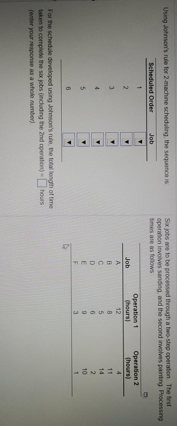 Using Johnson's rule for 2-machine scheduling,
