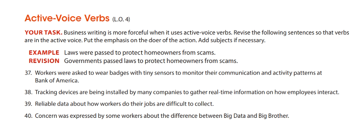 Active-Voice Verbs (L.0.4) YOUR TASK. Business