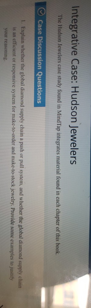 Integrative Case: Hudson Jewelers The Hudson