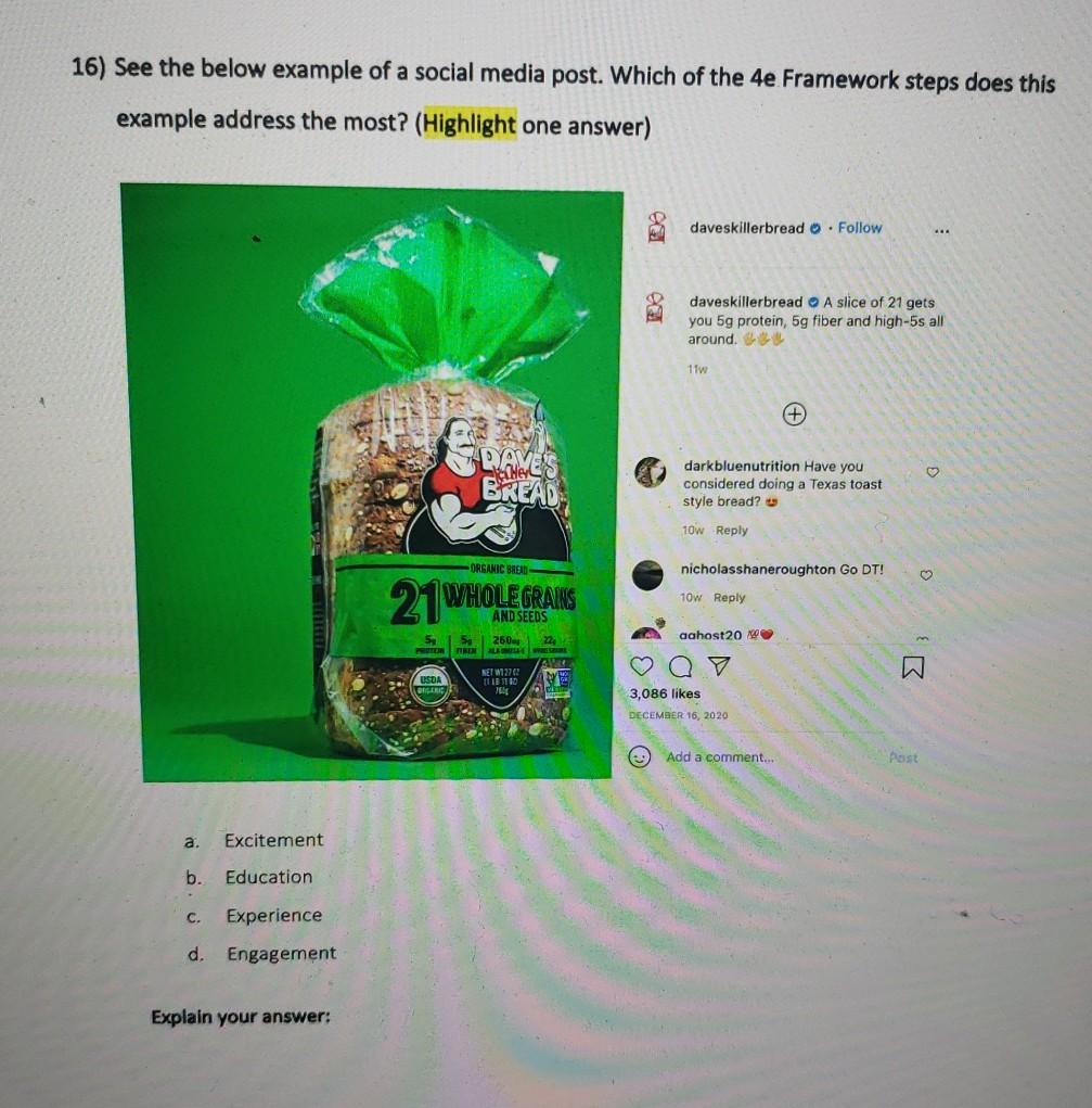 16) See the below example of a social media post.