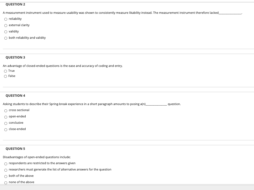 QUESTION 2 A measurement instrument used to
