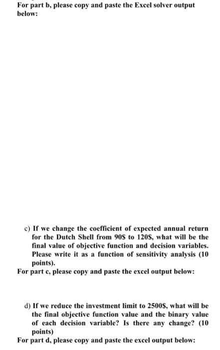Investment Plan Optimization (Oil and Gas