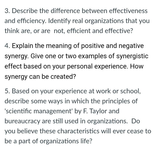 3. Describe the difference between effectiveness