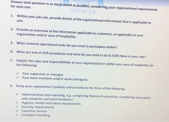 Answer each question in as much detail as