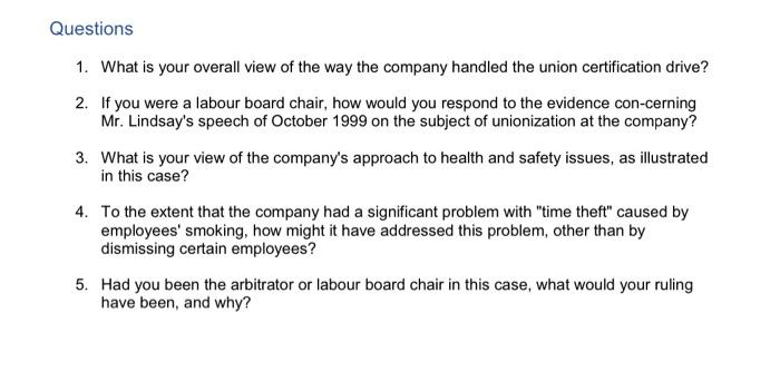 Please only answer question one, Thanks Case