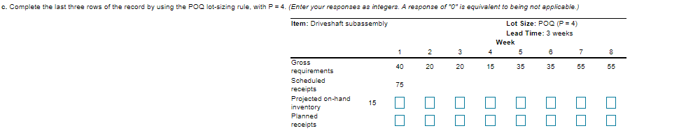 Only part c needs an answer. Planned order