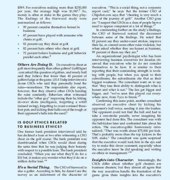 PLEASE ANSWER NUMBER 6 Does Cheating in Golf