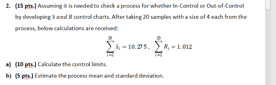 2. (15 pts.) Assuming it is needed to check a