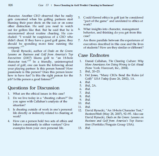 PLEASE ANSWER NUMBER 6 Does Cheating in Golf