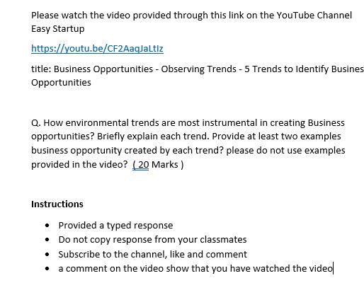 watch this vedio and answer this question thank