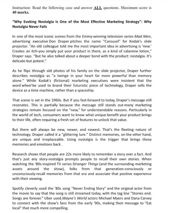 Instruction: Read the following case and answer