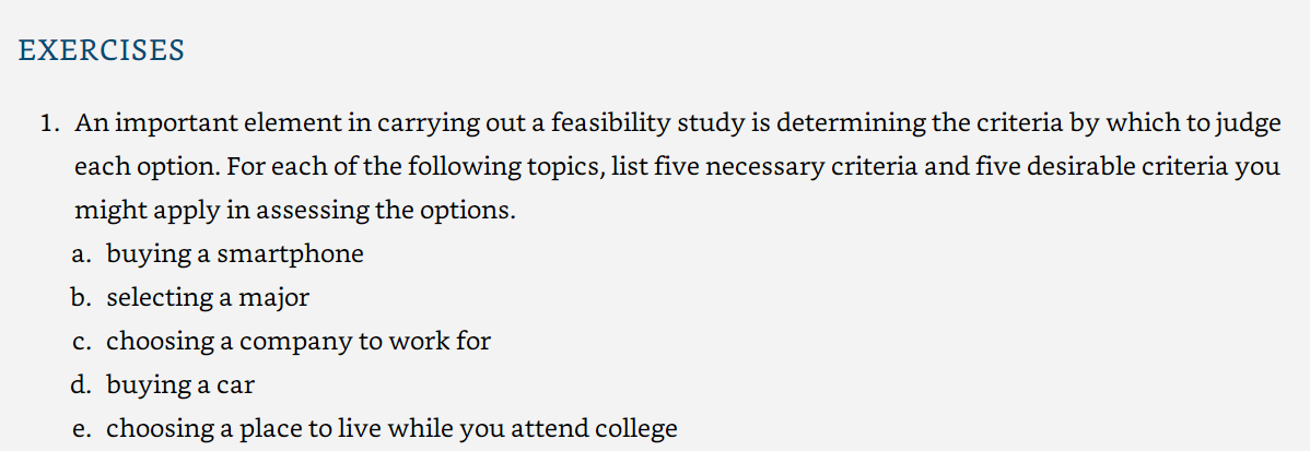 EXERCISES 1. An important element in carrying out