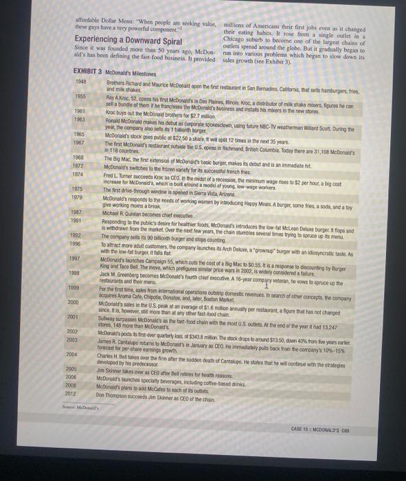 QUESTION TO THE CASE 1. What are the current