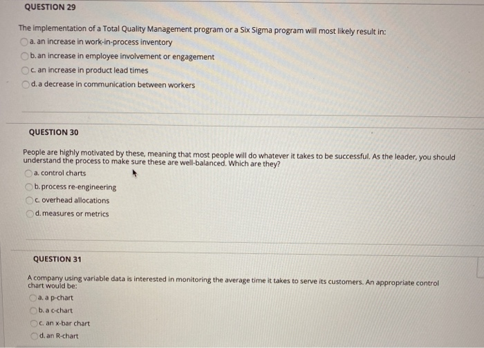 please answer all 3! QUESTION 29 The