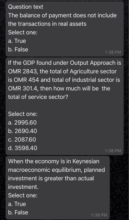 Question text The balance of payment does not