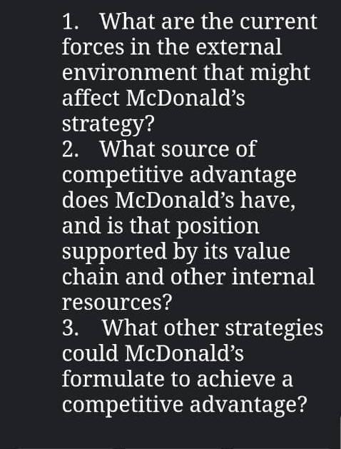 QUESTION TO THE CASE 1. What are the current