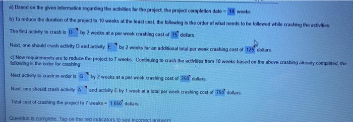 my answers are wrong a) Based on the given