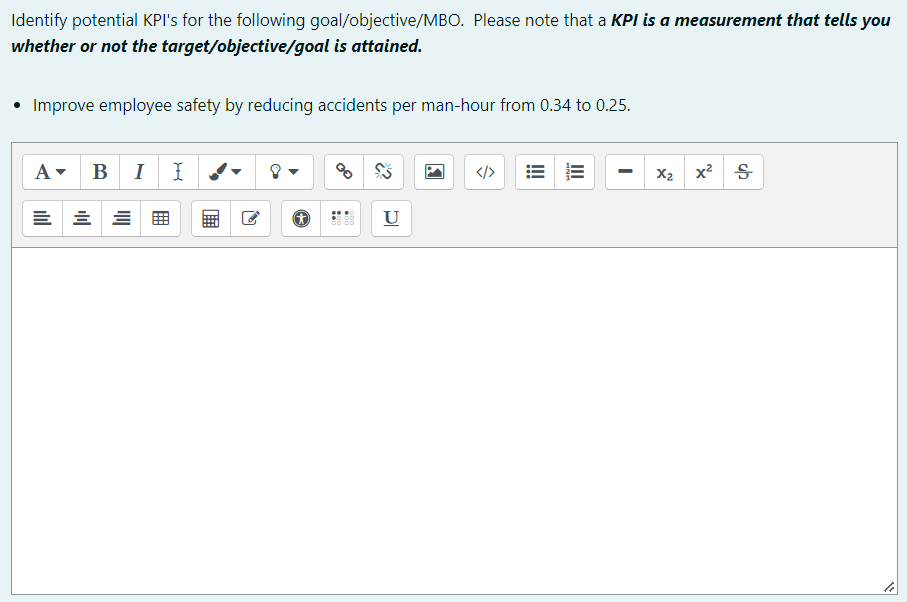 Identify potential KPI's for the following