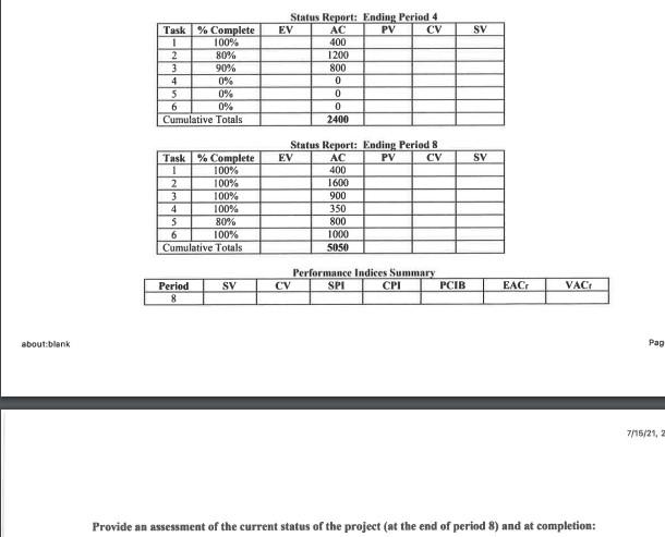 3. ( 6 points) Given the following project