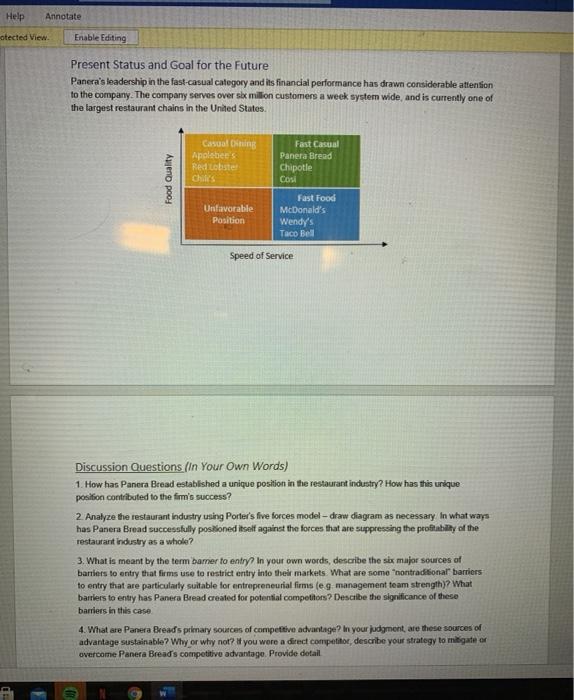 summarize and answer questions in the case Panera