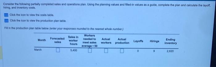 Consider the following partialy completed sales