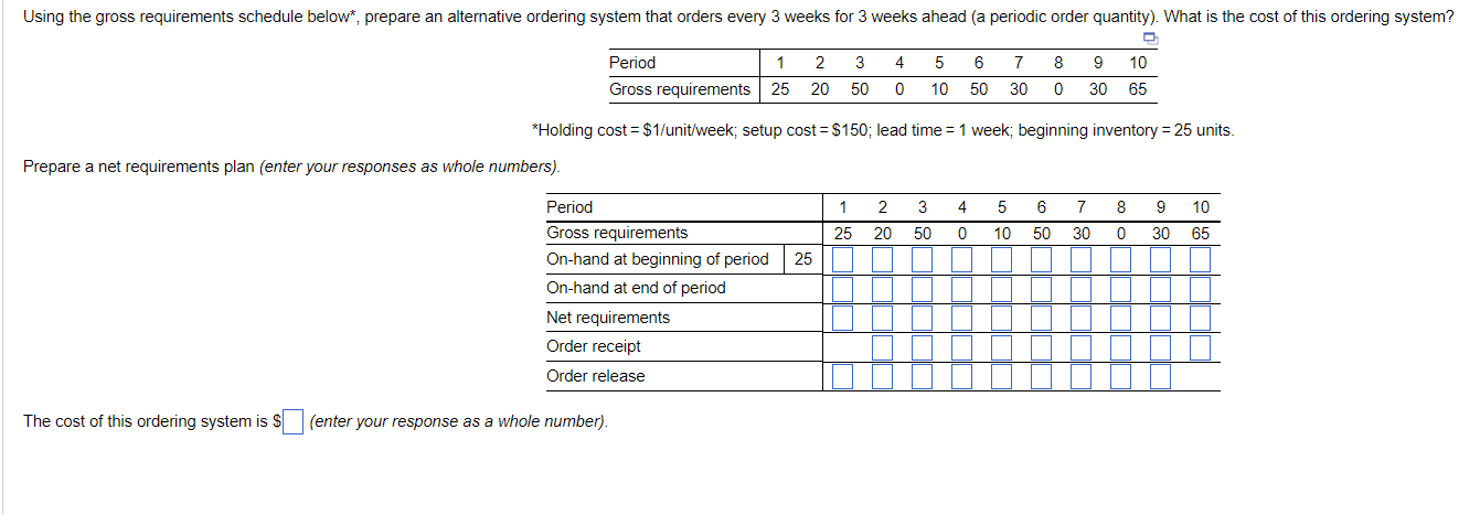 ss5 ss6 Prepare a net requirements plan (enter
