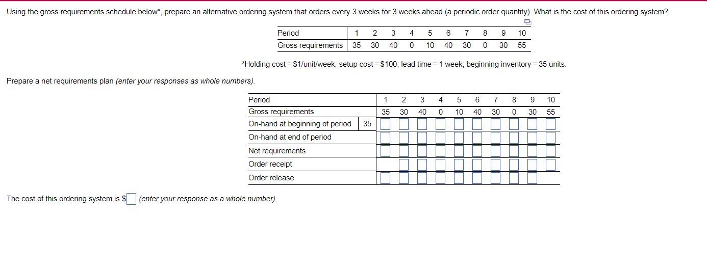 ss5 ss6 Prepare a net requirements plan (enter