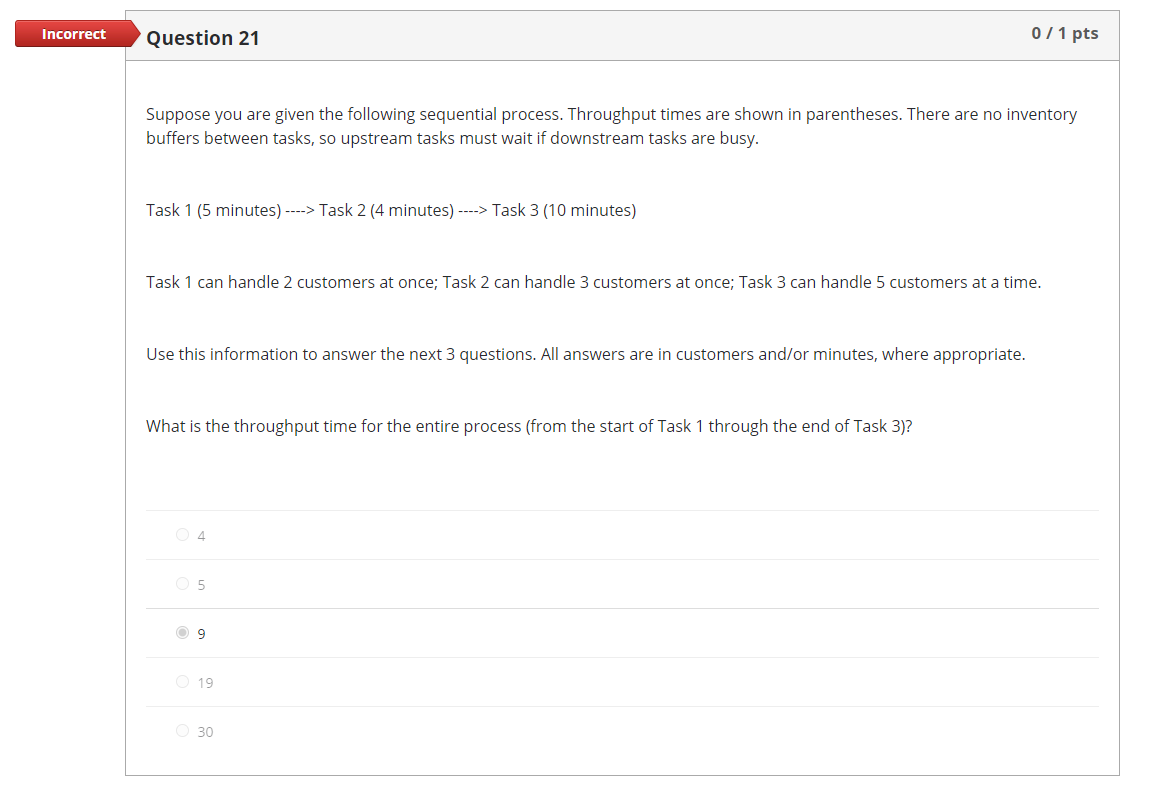 Incorrect Question 17 0 / 1 pts Lumber at Home