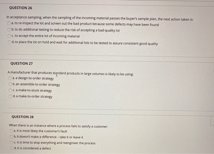 please answer all three! QUESTION 26 In