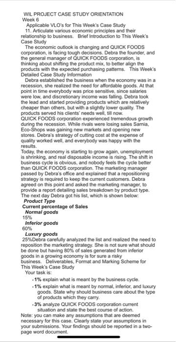 WIL PROJECT CASE STUDY ORIENTATION Week 6