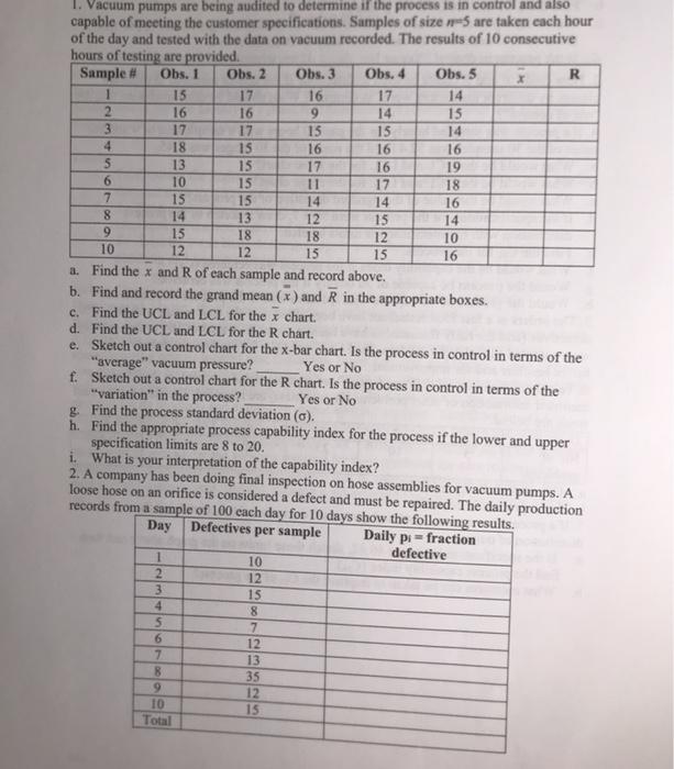 1 18 1. Vacuum pumps are being audited to