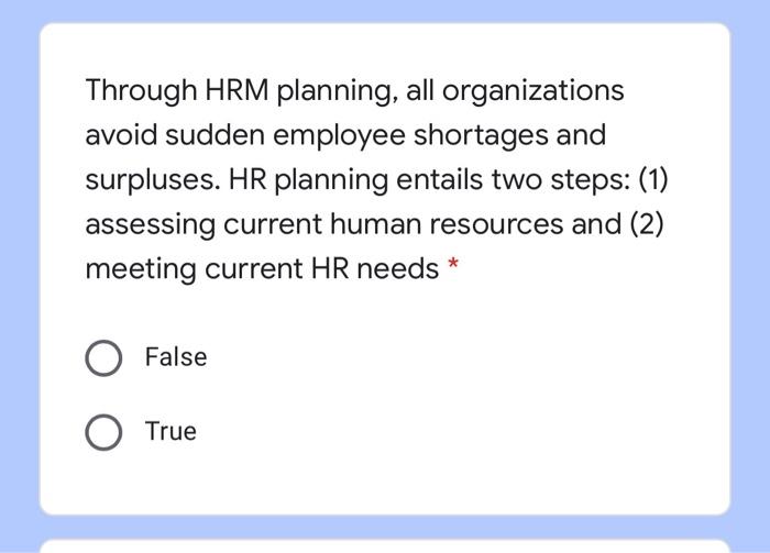 Through HRM planning, all organizations avoid