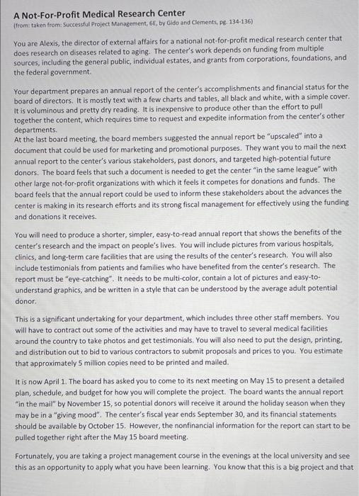 3) Read the case entitled: A Not-for-Profit