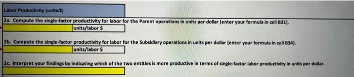 Labor Productivity (units/5) 2a. Compute the