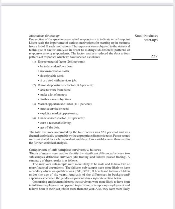 Question 3: Consider the article [Small business