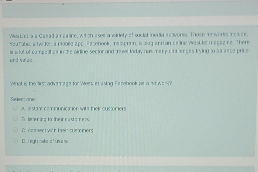 WestJet is a Canadian airline, which uses a