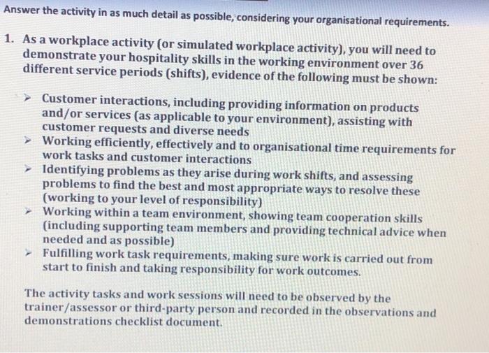 Answer the activity in as much detail as