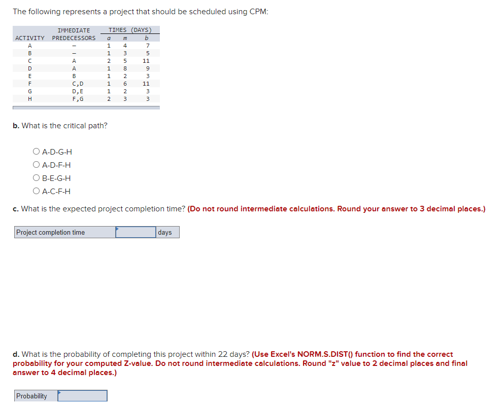 The following represents a project that should be