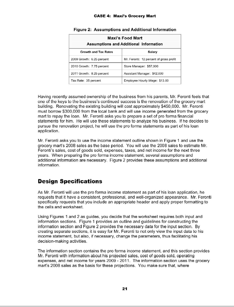 CASE Maxi's Grocery Mart Spreadsheet Case