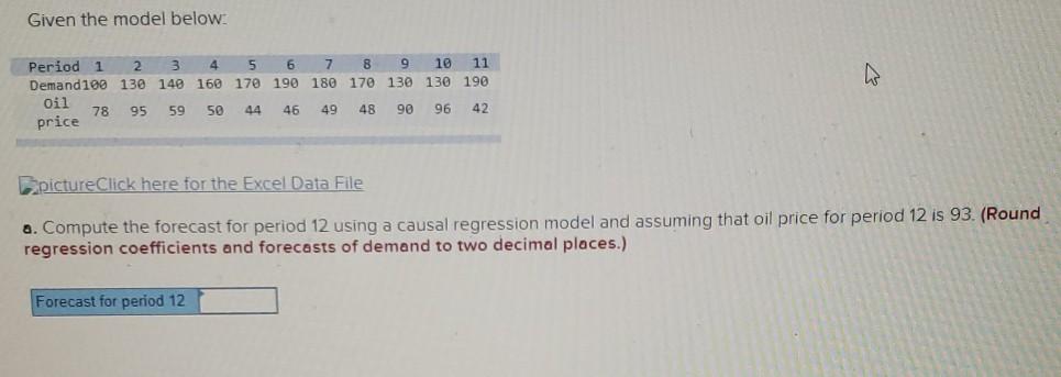 Given the model below: Period 1 2 3 4 5 6 7 8 9